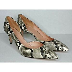 J Crew Women's 12B 65mm Snake Colette pump ivory/black Heel
